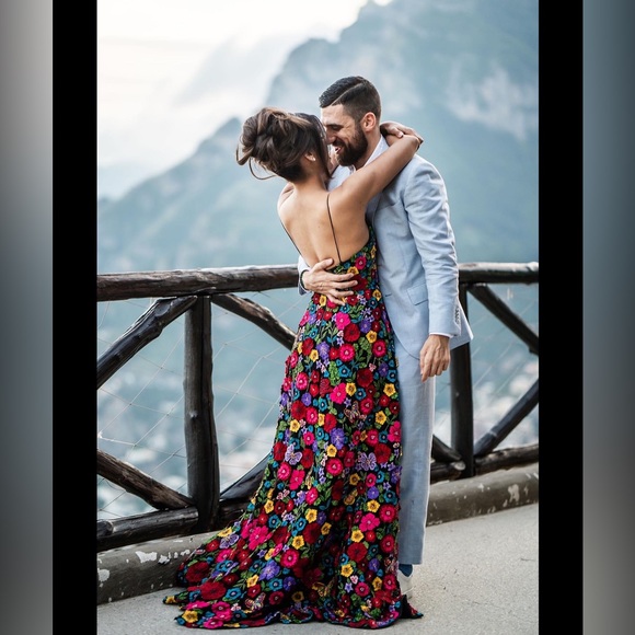 ALICE + OLIVIA Domenica Embellished Floral Black Ball Gown Dress Sz 4. Worn once - Picture 7 of 8